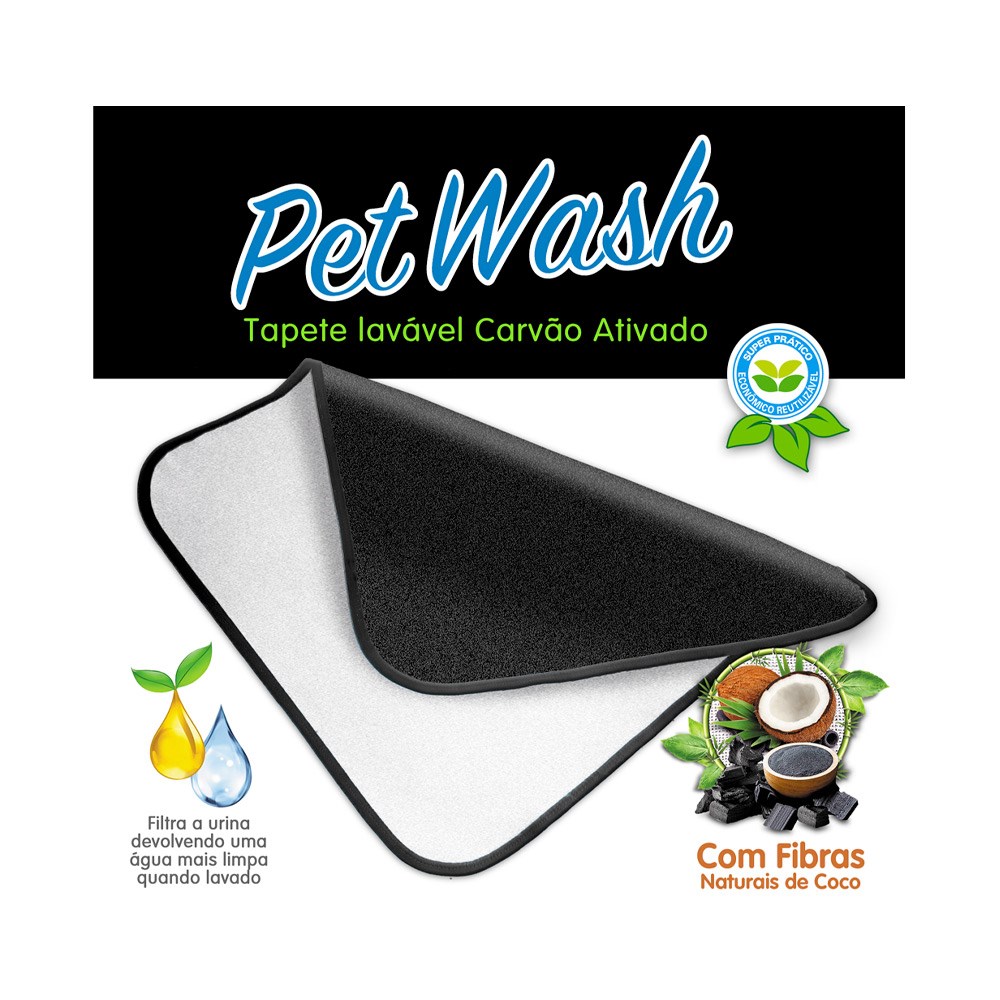 Tapete Higiênico Petwash Lavável Carvão Ativado Grande para Cães