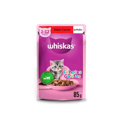 Ração Whiskas Sachê para Gatos Filhotes sabor Carne 85g