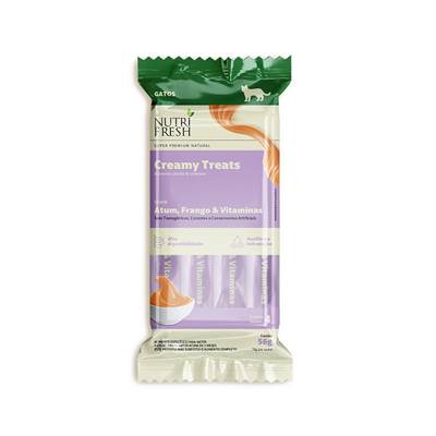 Petisco Cremoso Nutrifresh Creamy Treats para Gatos sabor Atum, Frango e Vitaminas 56g
