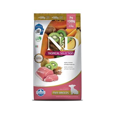 Ração Farmina N&D Tropical Selection para Cães Filhotes de Porte Mini Sabor Suíno, Cereais e Frutas Tropicais
