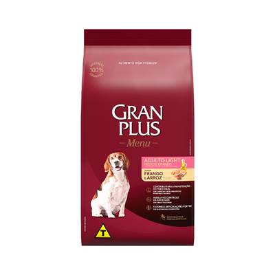 Ração Granplus Menu para Cães Adultos Light Raças Médias e Grandes 15kg
