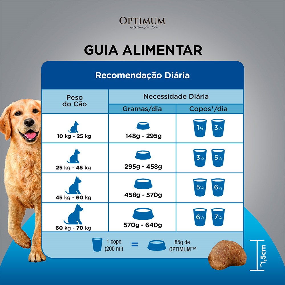 Ração Optimum para Cães Adultos de Raças Médias e Grandes sabor Frango e Arroz