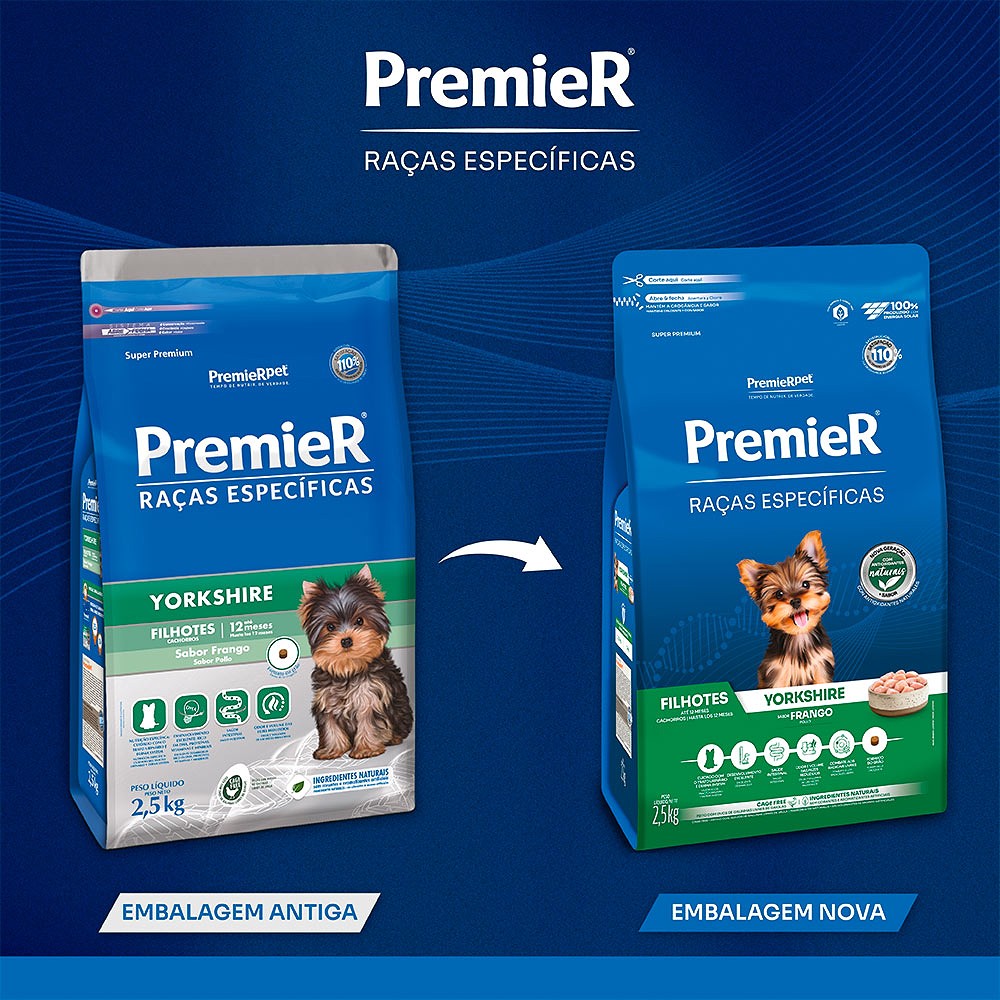 Ração Premier Raças Específicas Yorkshire para Cães Filhotes sabor Frango