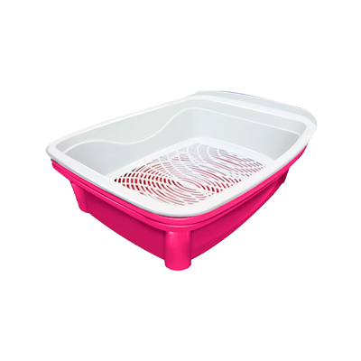 Banheira Classic Plus Furacão Pet para Gatos Rosa 3 peças