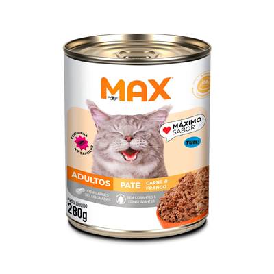 Ração Umida Max Cat Lata para Gatos Adultos sabor Carne e Frango 280g