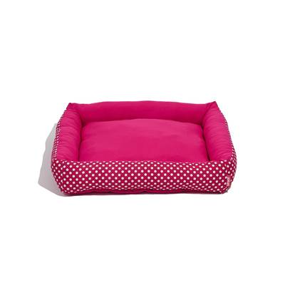 Cama Spike Quadrada Polka Rosa para Cães e Gatos G