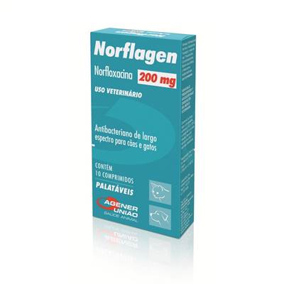 Norflagen 200 mg - Antimicrobiano para Cães e Gatos 10 comprimidos