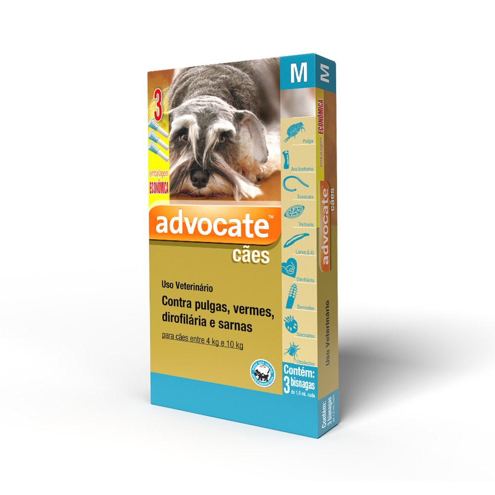 Antipulgas e Endectocida Advocate 1,0ml para Cães entre 4kg e 10kg