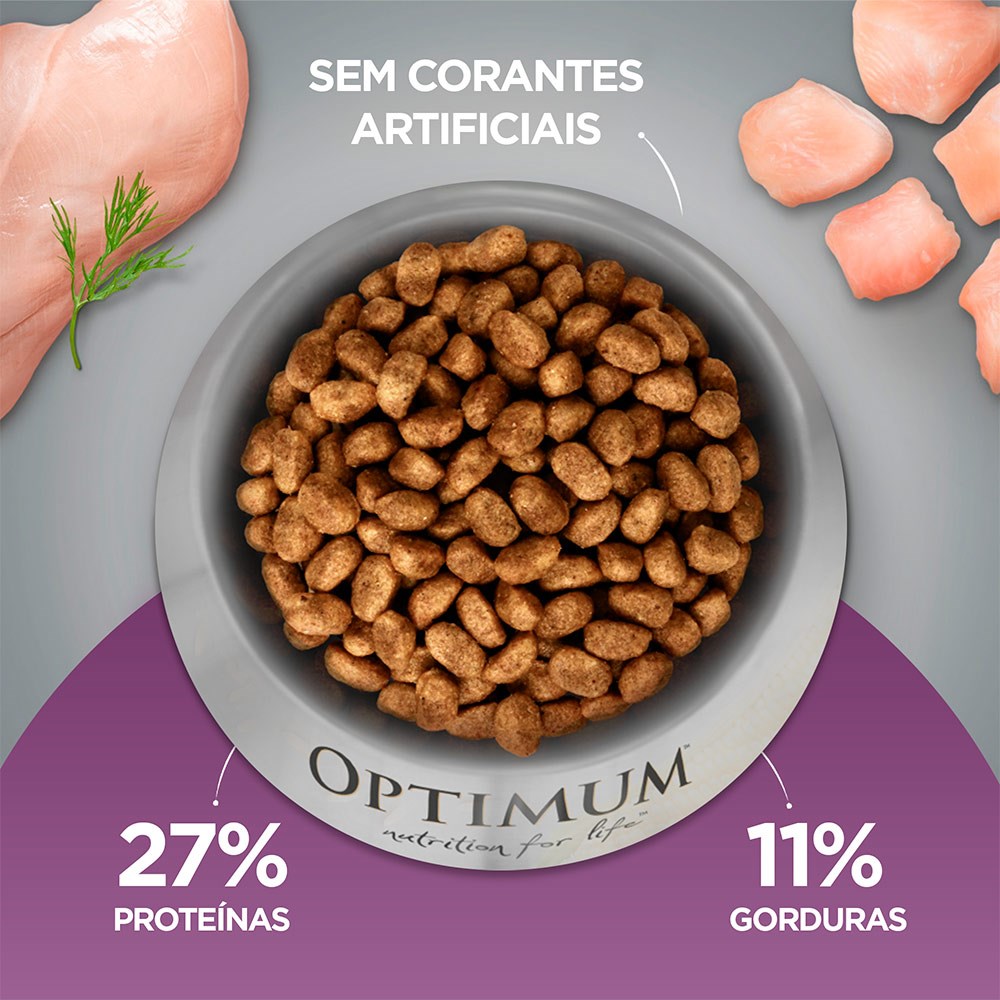Ração Optimum para Cães Filhotes de Raça Pequena e Mini até 12 Meses sabor Frango