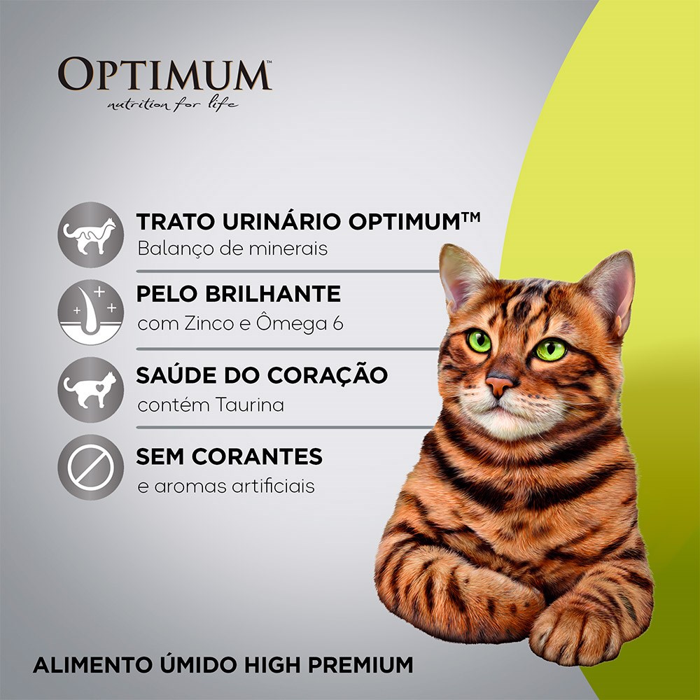 Ração Úmida Optimum Sachê para Gatos Adulto Sabor Carne