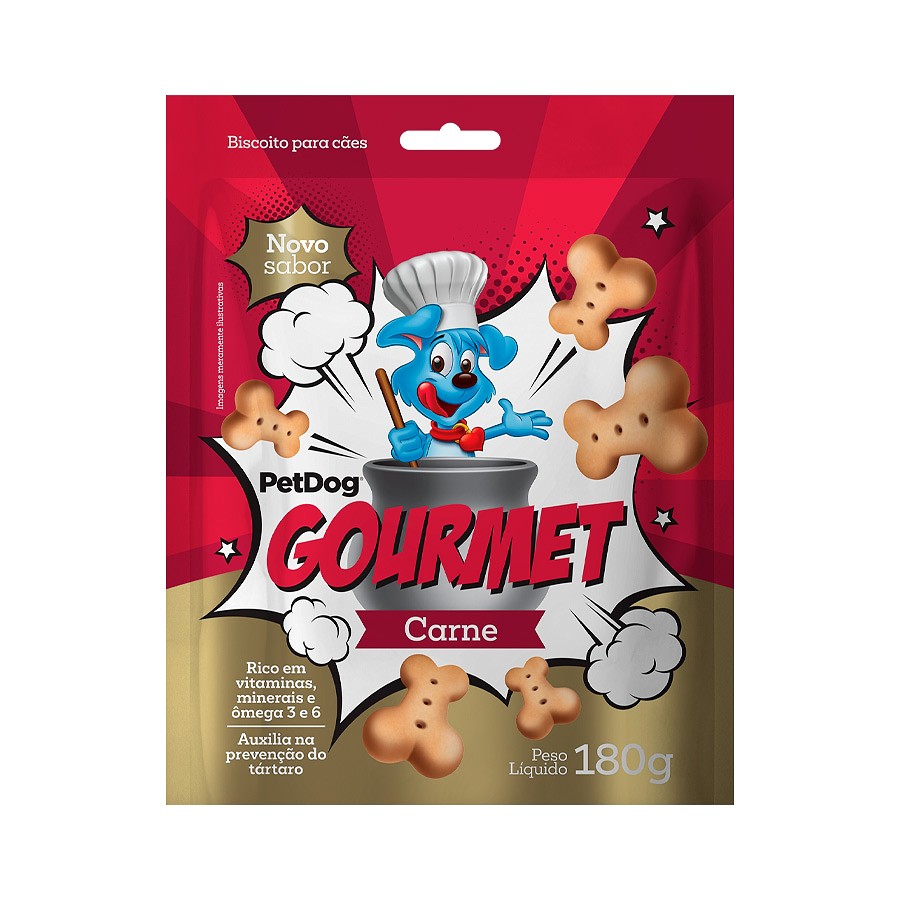 Biscoito Pet Dog Gourmet para Cães Sabor Carne 