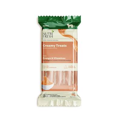Petisco Cremoso Nutrifresh Creamy Treats para Gatos sabor Frango e Vitaminas 56g