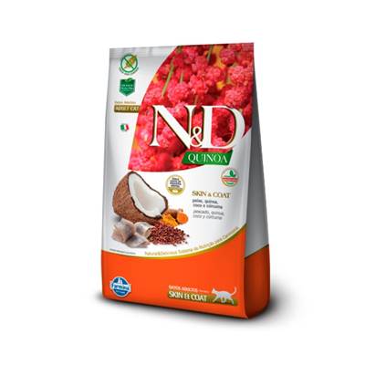 Ração N&D Quinoa Skin & Coat para Gatos Adultos sabor Peixe, Quinoa, Coco & Cúrcuma 1,5kg