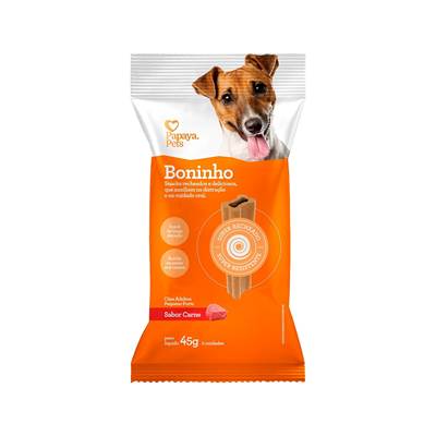 Snack Papaya Pets Boninho para Cães Adultos de Porte Pequeno Sabor Carne 225g