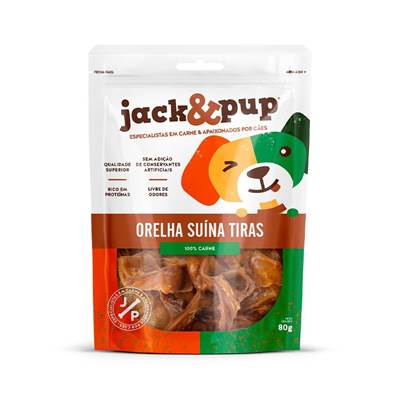 Petisco Jack&Pup Orelha Suína Tiras para Cães 80g