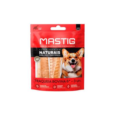 Osso Mastig Super Premium Traqueia Bovina 6' para Cães 3 unidades