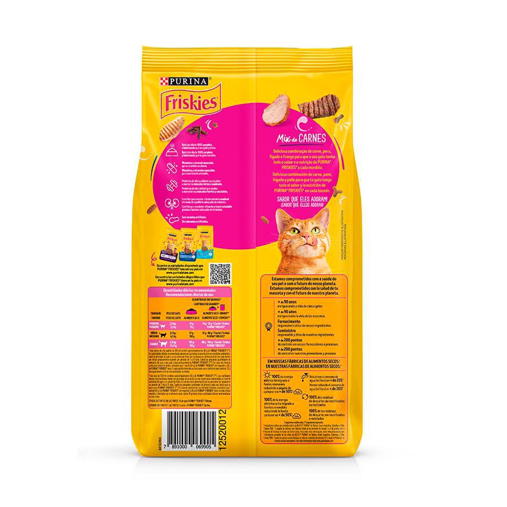 Ração Friskies Mix de Carne para Gatos Adultos Castrados Sabor Carne, Peru, Fígado e Frango