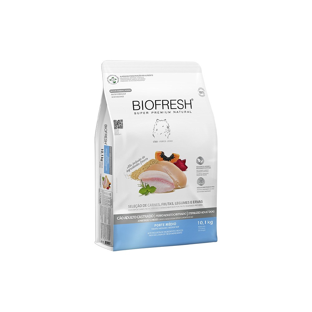 Ração Biofresh para Cães Adultos Castrados de Porte Médio.