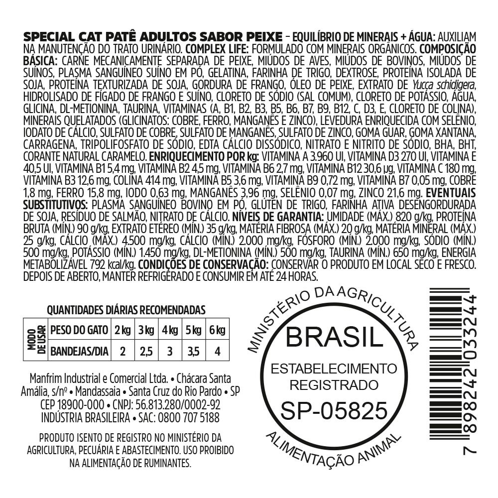 Ração Úmida Special Cat para Gatos Adultos Sabor Patê de Peixe