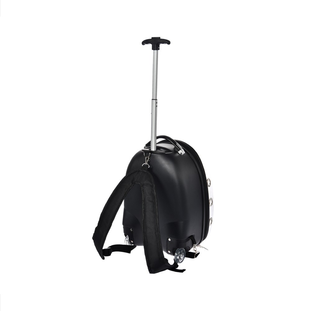 Mochila Chalesco Vision Preta com Rodas para Cães e Gatos