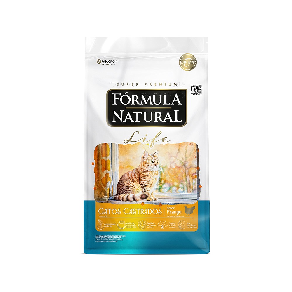 Ração Fórmula Natural Life para Gatos Adultos Castrados Sabor Frango
