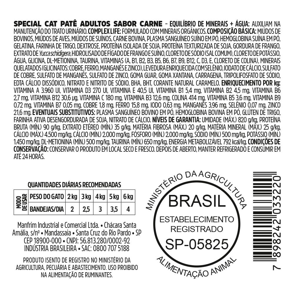 Ração Úmida Special Cat para Gatos Adultos Sabor Patê de Carne 