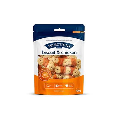 Snack Desidratado Biscuit & Chicken Selections for pets para Cães 100g