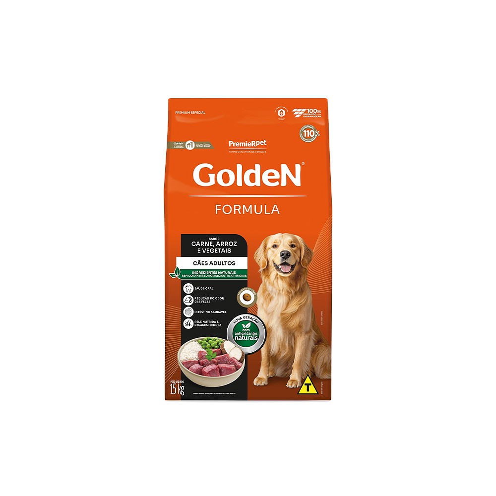 Ração Golden Fórmula para Cães Adultos sabor Carne & Arroz