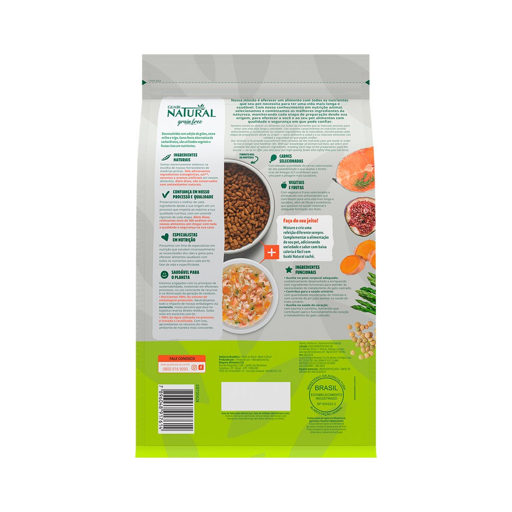 Ração Guabi Natural Grain Free para Gatos Adultos Castrados sabor Salmão & Lentilha