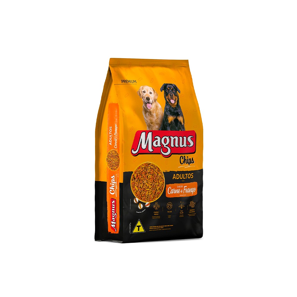 Ração Magnus Chips para Cães Adultos sabor Carne e Frango