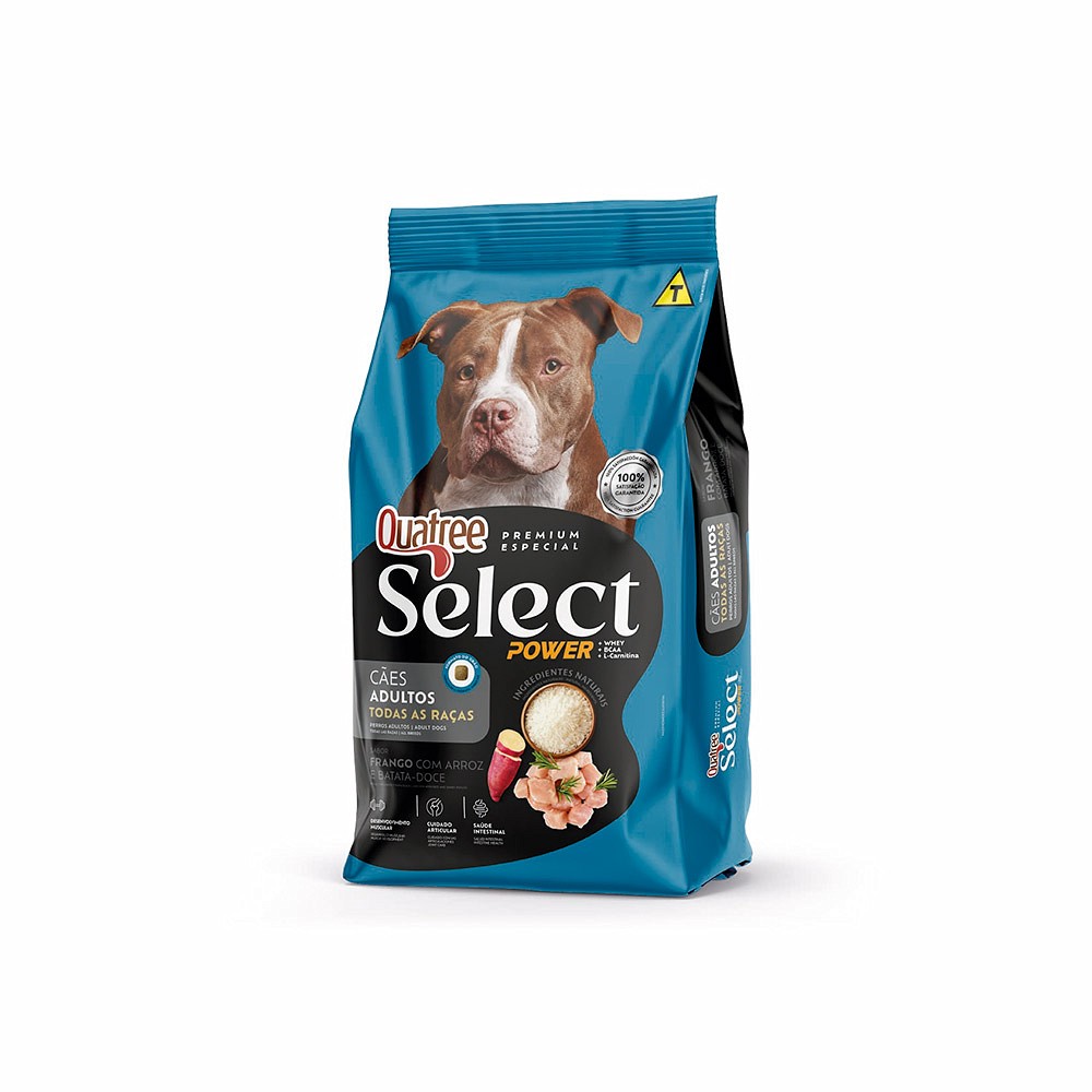 Ração Quatree Select Power para Cães Adultos Sabor Frango com Arroz e Batata Doce