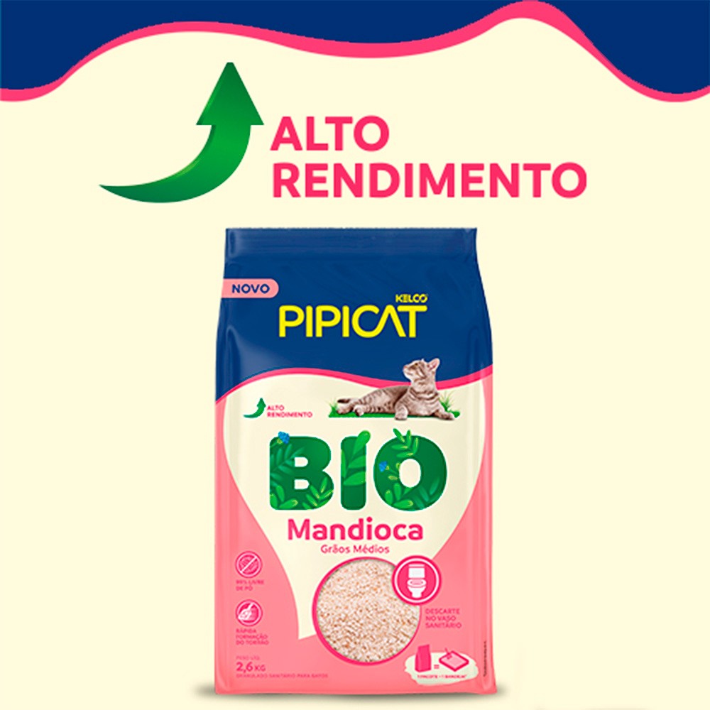 Areia Higiênica Pipicat Bio Mandioca para Gatos 
