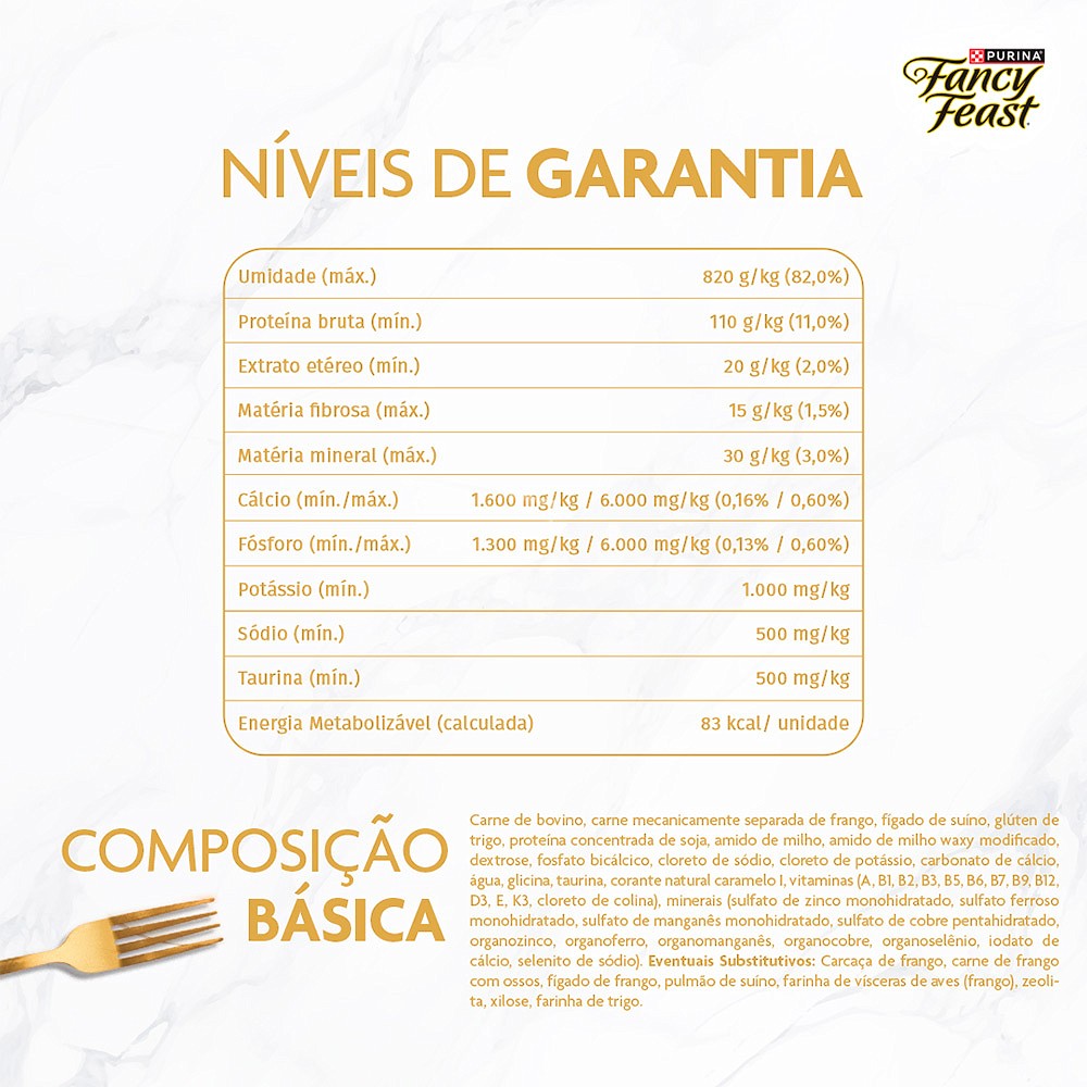 Ração Fancy Feast Sachê para Gatos Adultos sabor Demi Glace Carne 