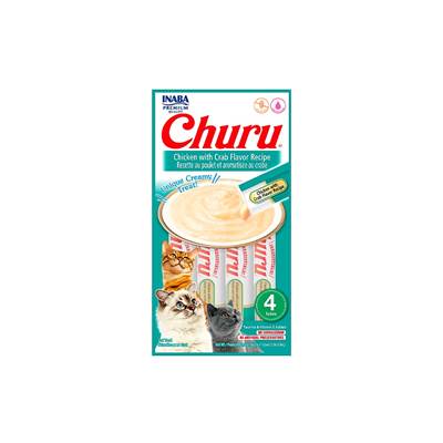 Petisco Cremoso Churu para Gatos sabor Frango e Caranguejo 56g
