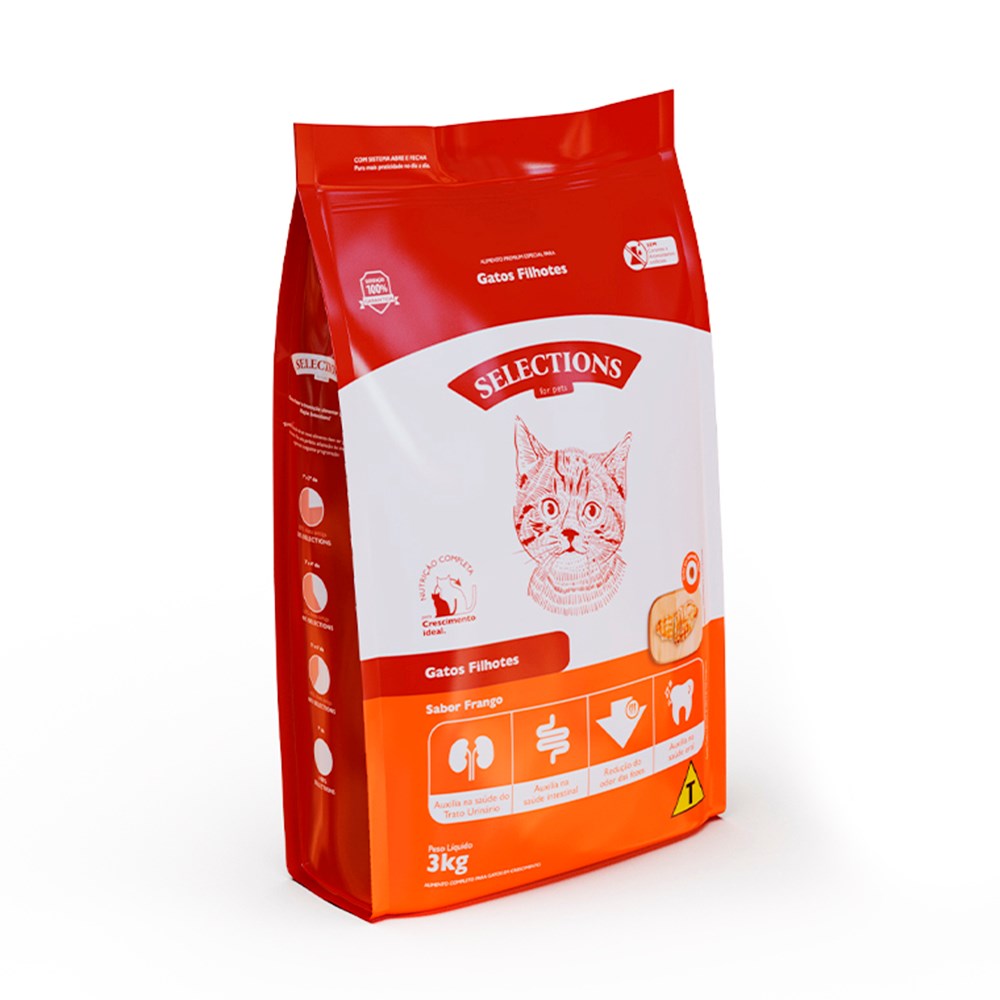 Ração Selections For Pet para Gatos Filhotes sabor Frango