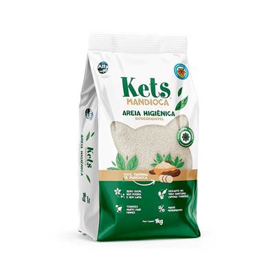 Areia Higiênica Kets Biodegradável de Extrato de Mandioca para Gatos 1kg
