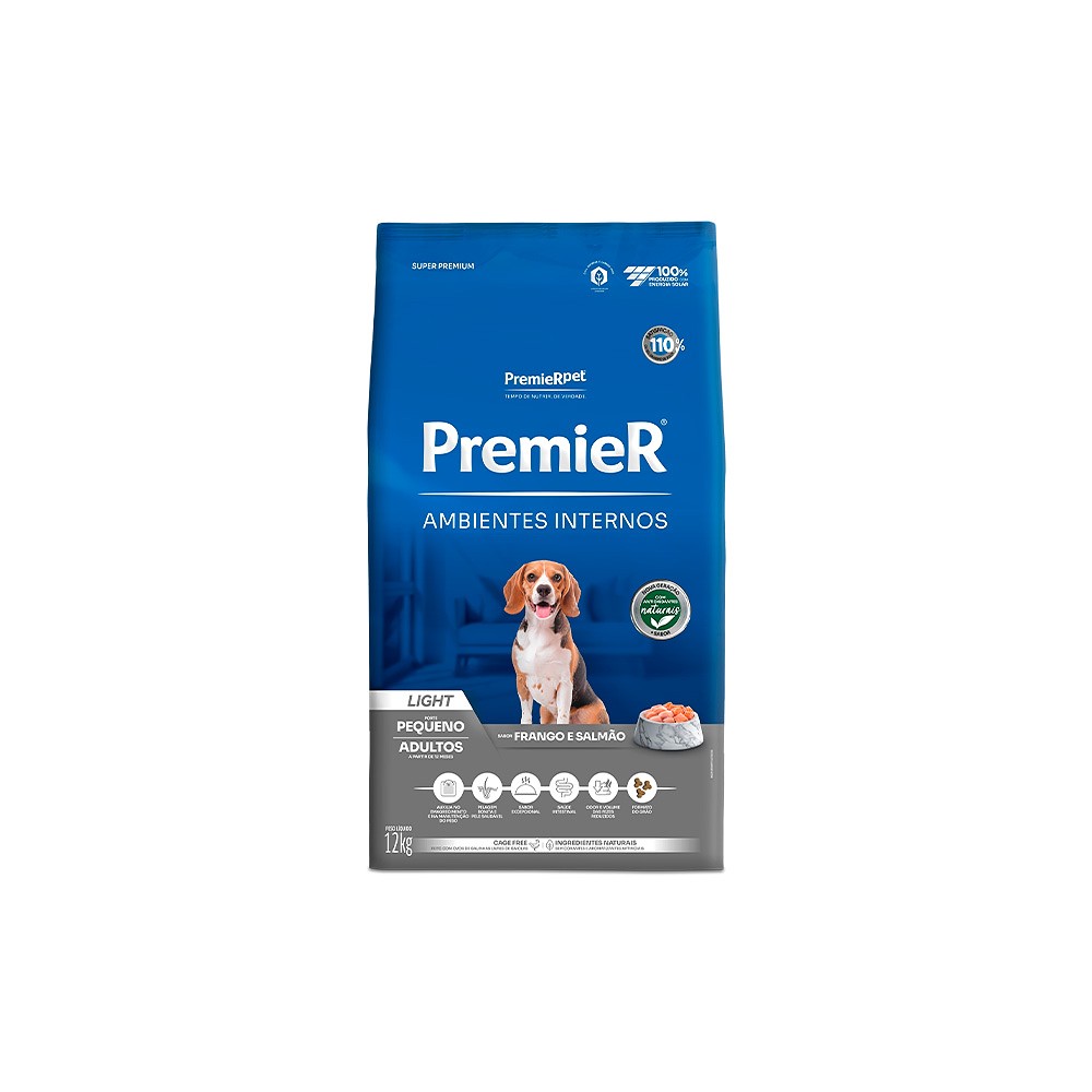 Ração Premier Ambientes Internos para Cães Adultos Light