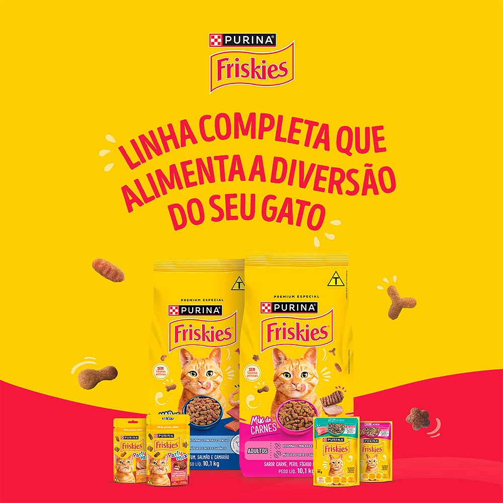 Ração Friskies Mix de Carne para Gatos Adultos Castrados sabor Carne, Peru, Fígado e Frango