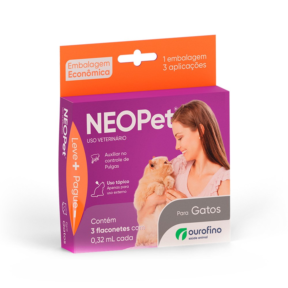 Antipulgas Neopet Ourofino Gatos de 1kg a 8kg - 0,32ml