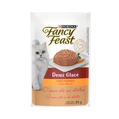 Ração Fancy Feast Sachê para Gatos Adultos sabor Demi Glace Frango