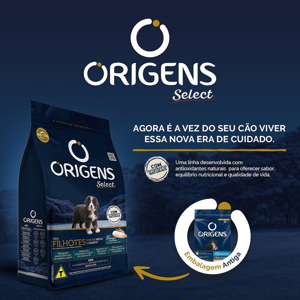 Ração Origens para Cães Filhotes de Médio e Grande Porte sabor Frango