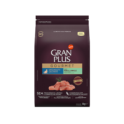 Ração Granplus Gourmet para Gatos Castrados sabor Peru e Arroz 1kg