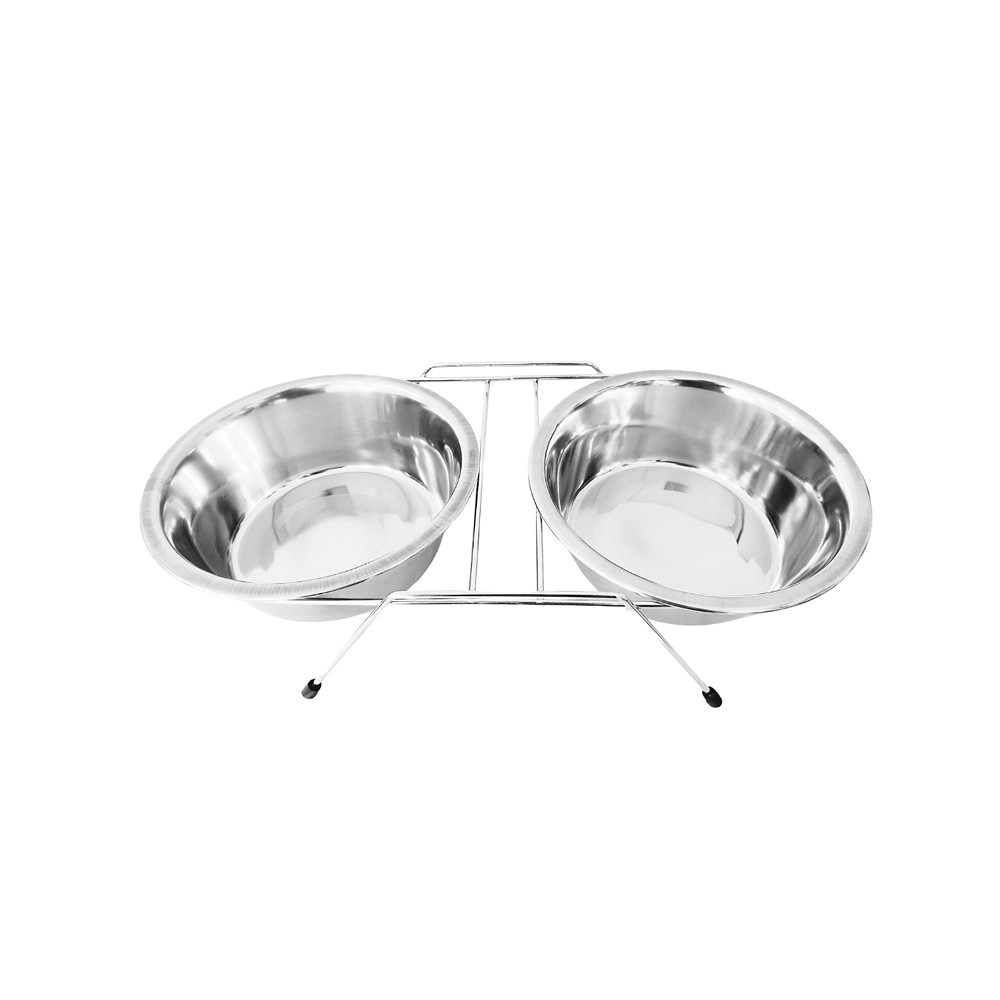 Comedouro Chalesco para Cães Duplo Inox
