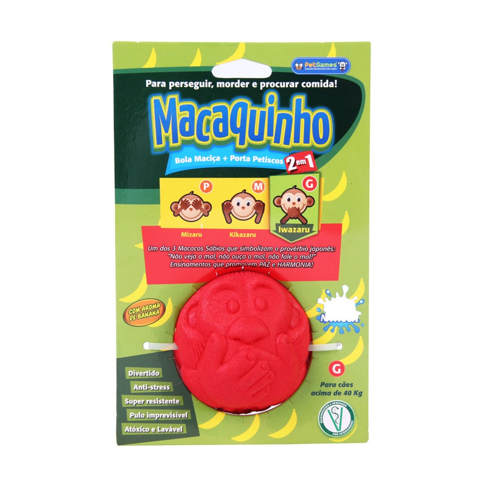 Brinquedo Pet Games Macaquinho Bolinha Vermelho para Cães