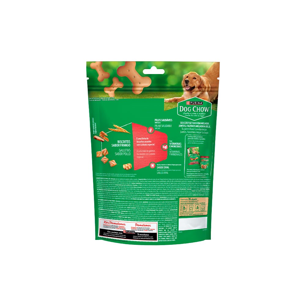 Biscoito Dog Chow para Cães Adultos Médios e Grandes Sabor Frango