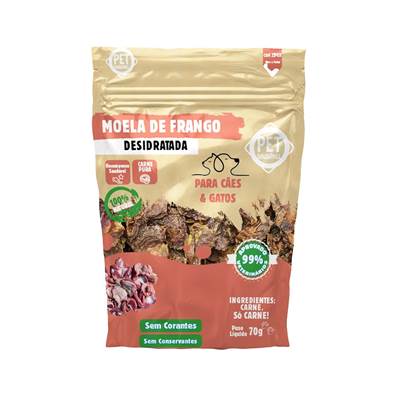 Petisco Natural Pet Saudável Moela de Frango Desidratada para Cães e Gatos 70g