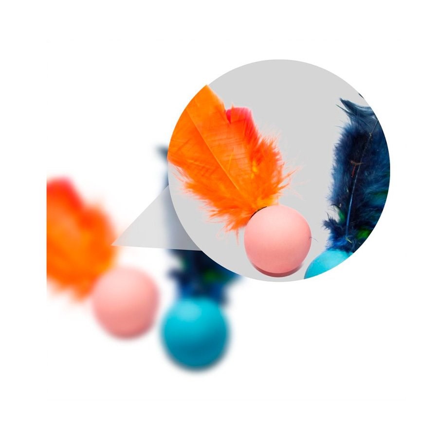Brinquedo Plumas e Penas Bolinha Fishing para Gatos - Cores Sortidas
