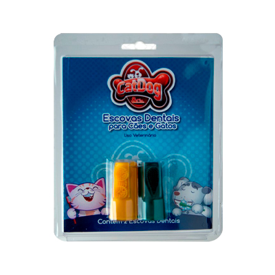 Kit Dental Cat dog com 2 Dedeiras - Cores Sortidas U