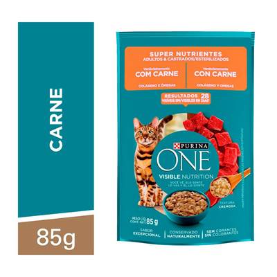 Ração Úmida Purina One para Gatos Adultos Castrados sabor Carne 85g