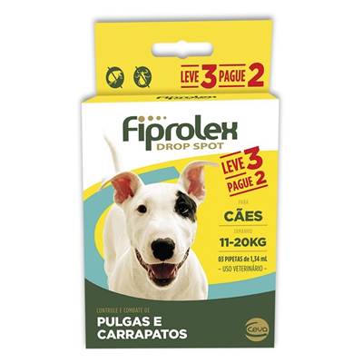 Combo Antipulgas e Carrapatos Fiprolex Drop Spot Ceva para Cães de 11kg até 20kg 11 - 20kg